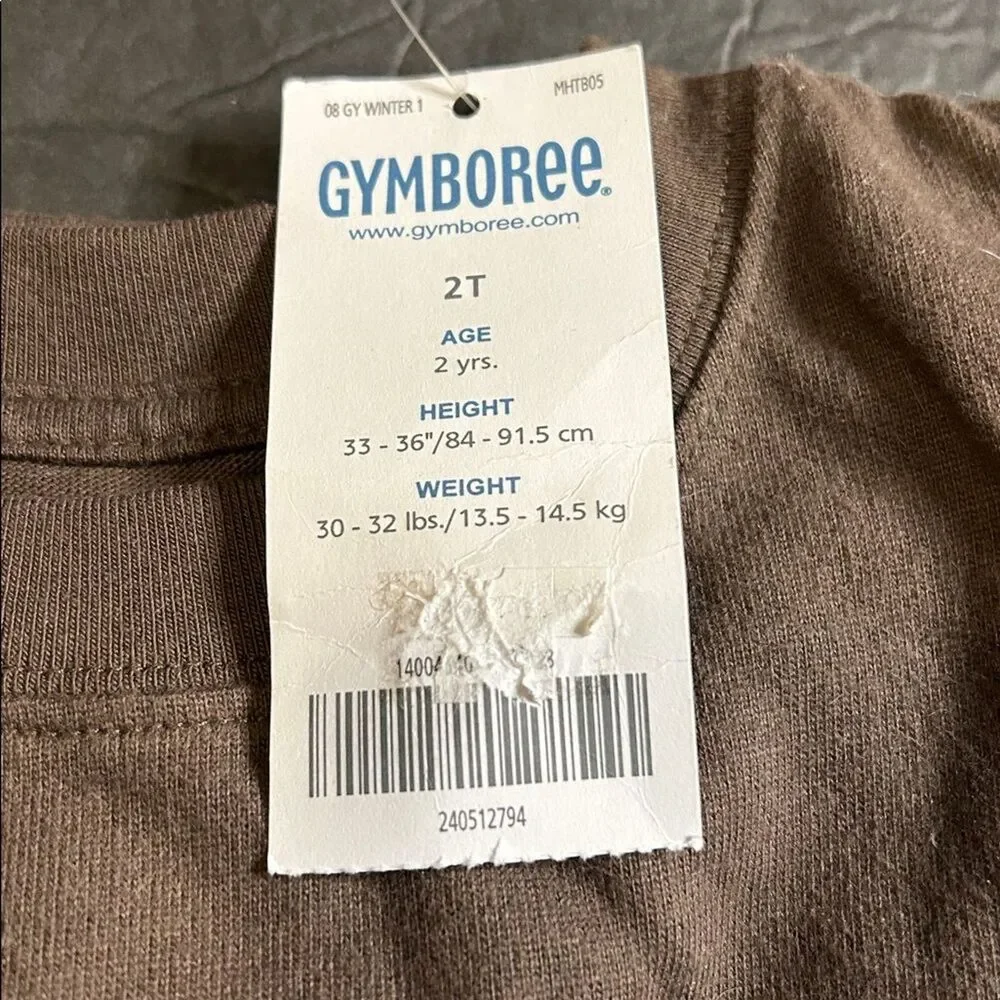 Gymboree 2T Boys Walrus Shirt Brown Layered Look Waffle Knit Thermal Long Sleeve